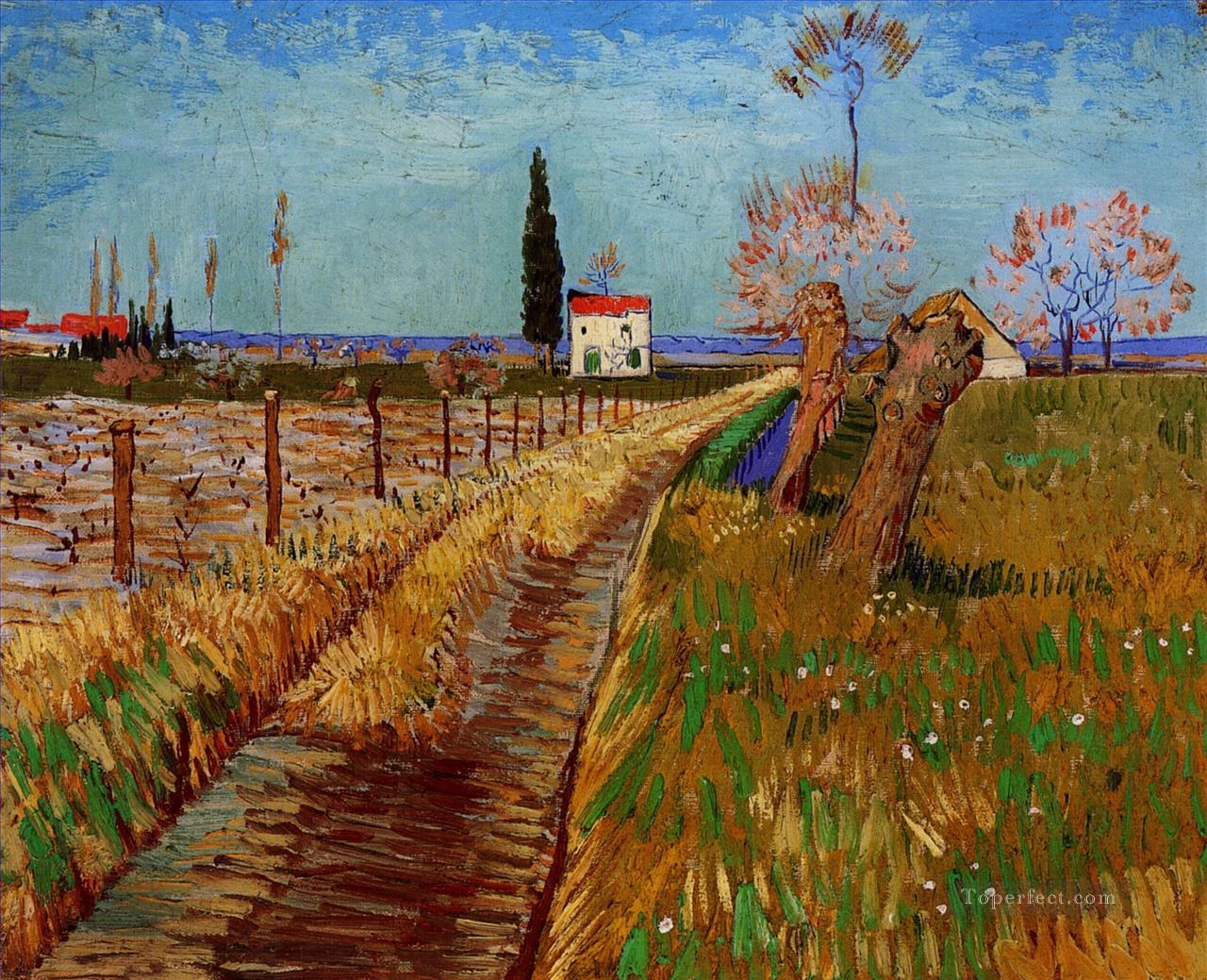 Path Through a Field with Willows Vincent van Gogh Oil Paintings